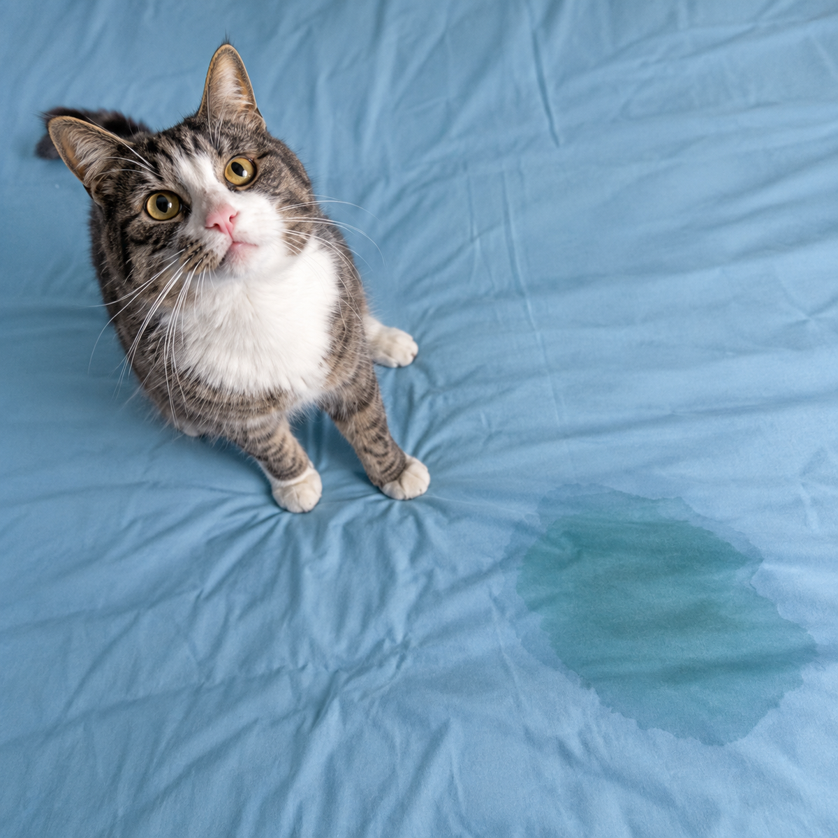 A stressed cat at home